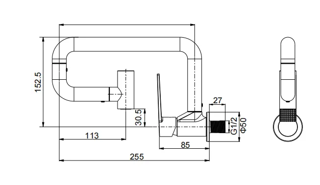 Basin wall faucet single