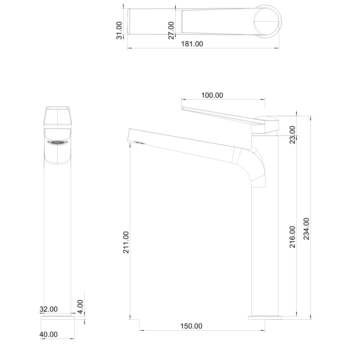 Basin faucet single 9"